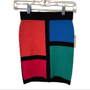 Forever 21 blue orange green pink color block mini skirt size small